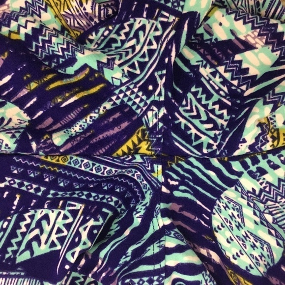 LULAROE Leggings Aztec Tribal Southwestern Boho OS One Size Purple Blue White - Picture 8 of 9